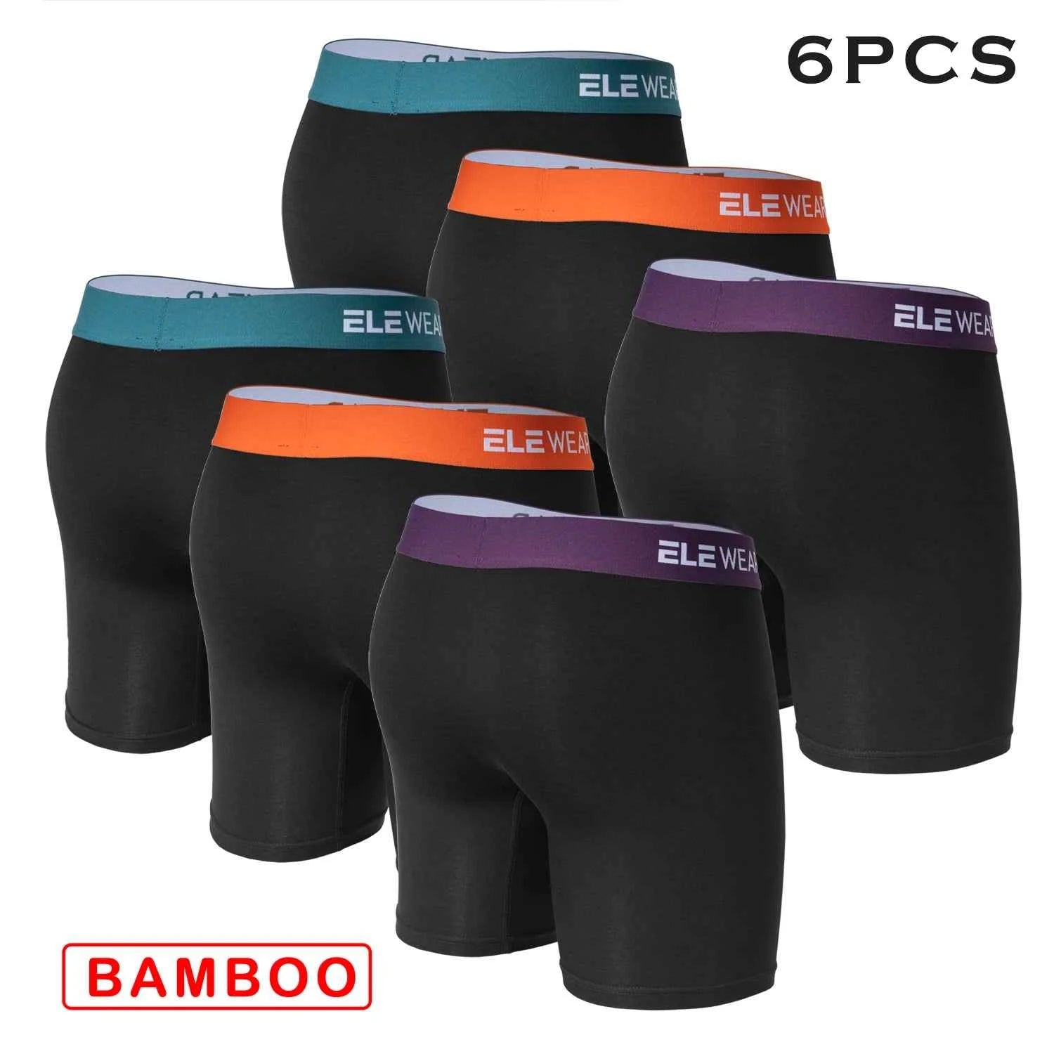 6 Pcs Bamboo Men's Underwear - Breathable Boxershorts with Opening, Plus Size Fashion Underwear