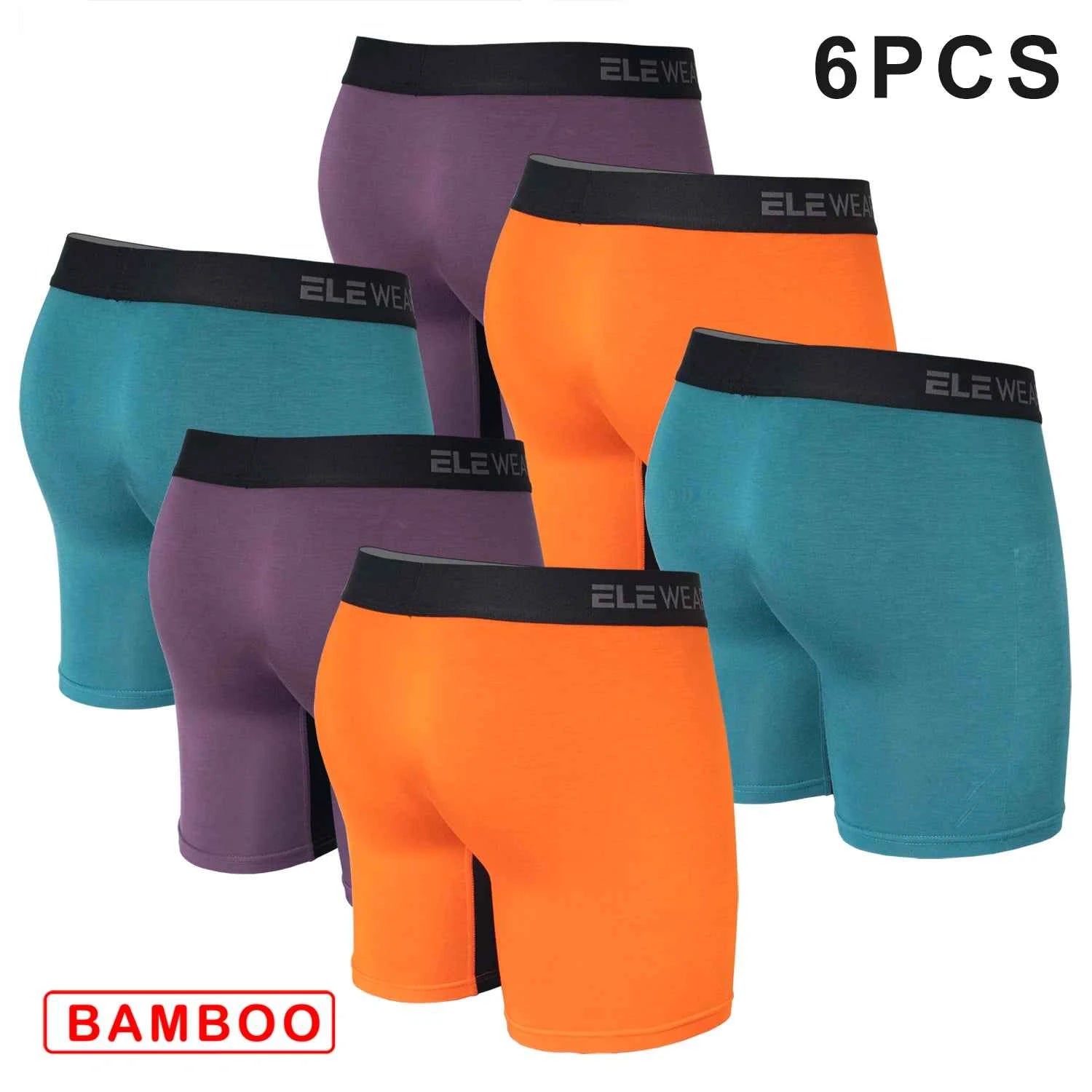 6 pcs Bamboo Men's Underwear - Breathable Boxershorts with Opening