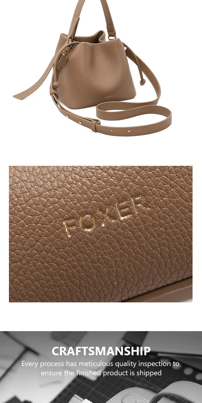 FOXER Brand Women's Top-handle Bucket Bag  2026 New Trendy Hot Selling Fashion Versatile Female Shoulder Crossbody Bag Purse