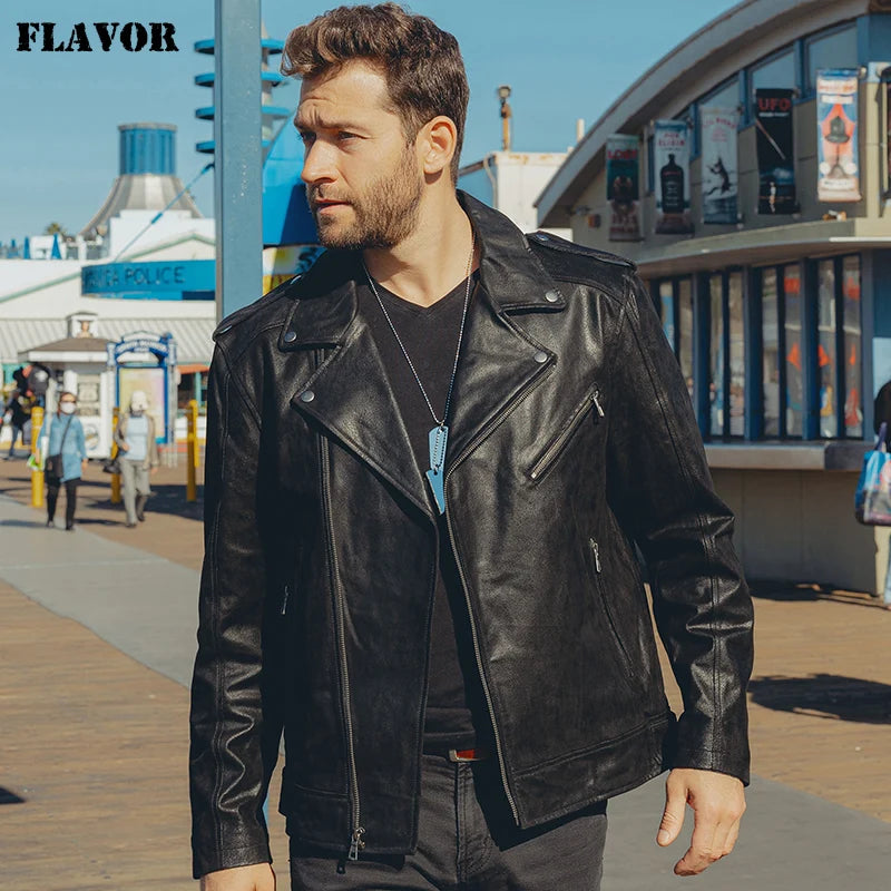 FLAVOR Men's Leather Jacket – Street Classic