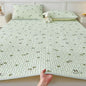 New Printed Natural Latex Filling Summer Mat for Bed Cooling Feeling Silk Thicken Bed Pad and Pillowcase Ice Silk Bed Sheet Set