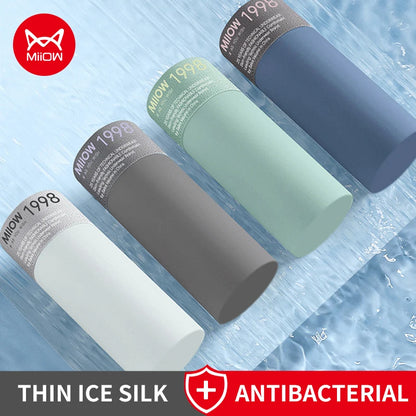 MiiOW Ice Silk Men Underwear - 3Pcs Ultra-thin Breathable Antibacterial Boxer Shorts - ShopHub