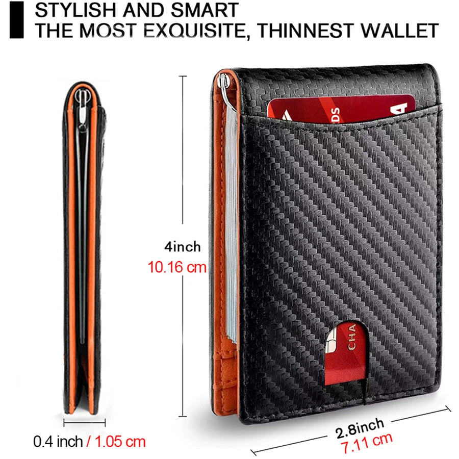 Rfid Carbon Fiber Men Wallets Man Card Holder Money Bag Slim Thin Mini Wallet Male Small Short Purse Black Walet Billfold Vallet