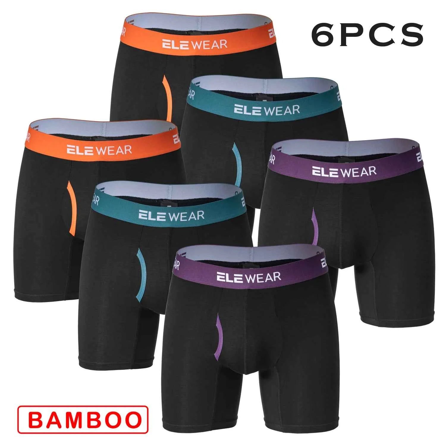 6 Pcs Bamboo Men's Underwear - Breathable Boxershorts with Opening, Plus Size Fashion Underwear