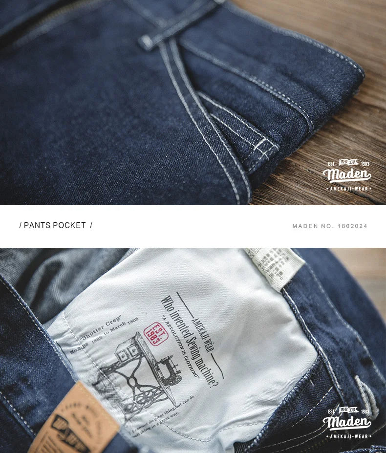 Maden Work Attire Retro Wide-leg Denim Jeans