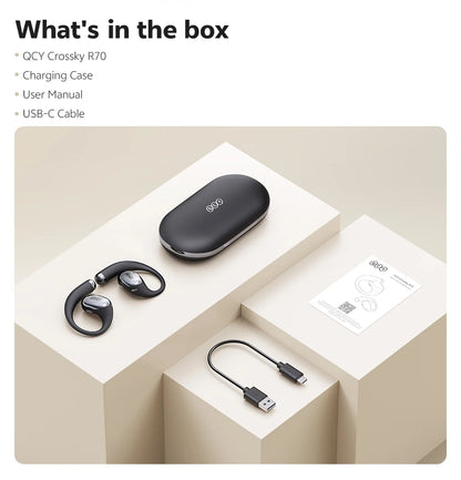 QCY Crossky R70 Wireless Headphones - Hi-Res Open-Ear Bluetooth 6.0 Earhooks with Bass Boost - ShopHub