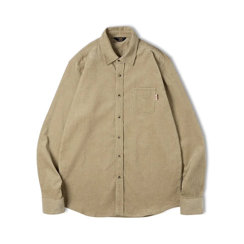 Maden Men's Shirt Casual Corduroy Long Sleeve Shirts Slim Fit Overcoat Spring Fleece Jacket Men's Clothing Retro Fashion Blouses
