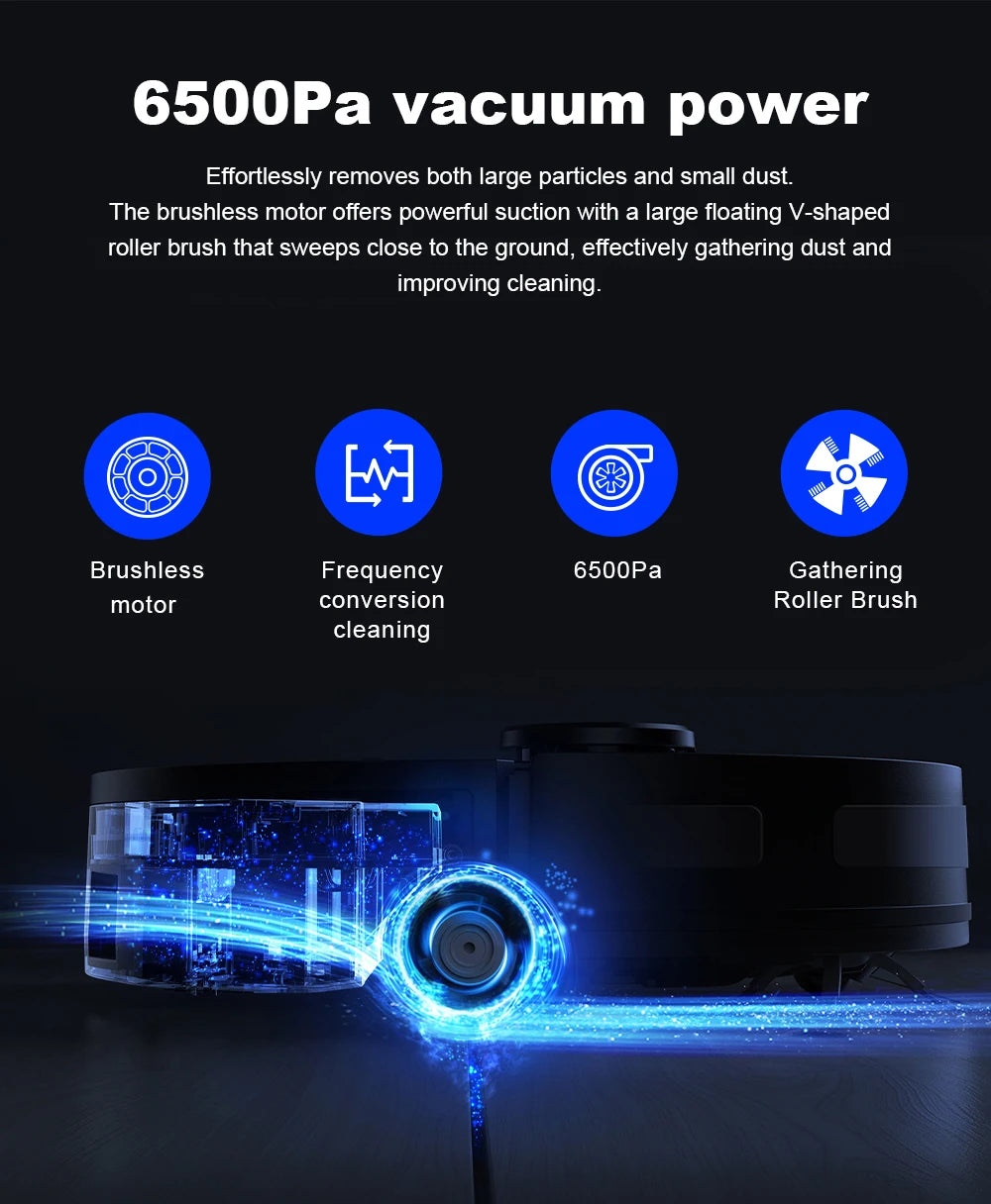 Liectroux T9 robot vacuum cleaner from ShopHub NZ, showcasing its sleek design and cleaning brush in action.