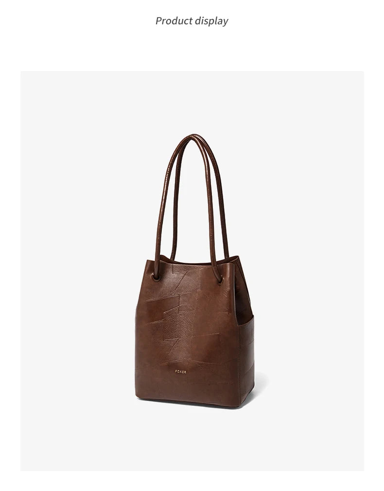 FOXER 2026 Spring New Tote Bag for Women Soft PVC Leather Daily Commute Shoulder Bag Vintage Casual Female Work Handbag