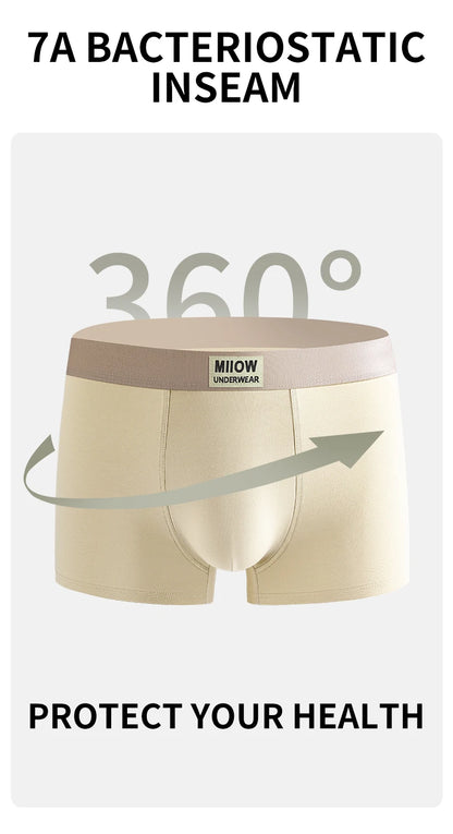 MiiOW 6Pcs Breathable Cotton Men's Underwear - Combed Cotton Antibacterial Boxer Briefs - ShopHub