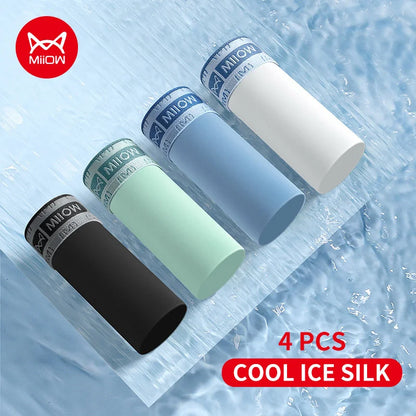 MiiOW Ice Silk Men's Underwear 4Pcs Boxer Trunks - ShopHub