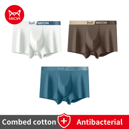 MiiOW Men's Antibacterial Underwear 3Pcs Cotton Boxers - ShopHub