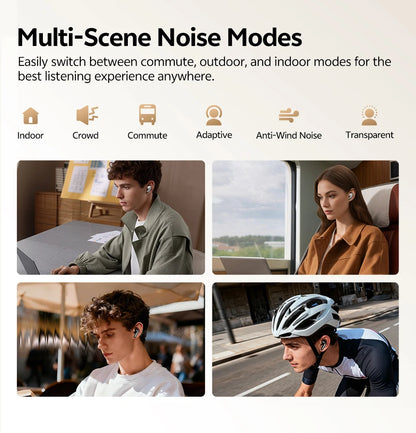QCY MeloBuds N20 Earphones - Wireless Bluetooth 6.0 with 13mm Drivers and 50dB Adaptive Hybrid Noise Cancelling, 40Hrs Battery Life - ShopHub