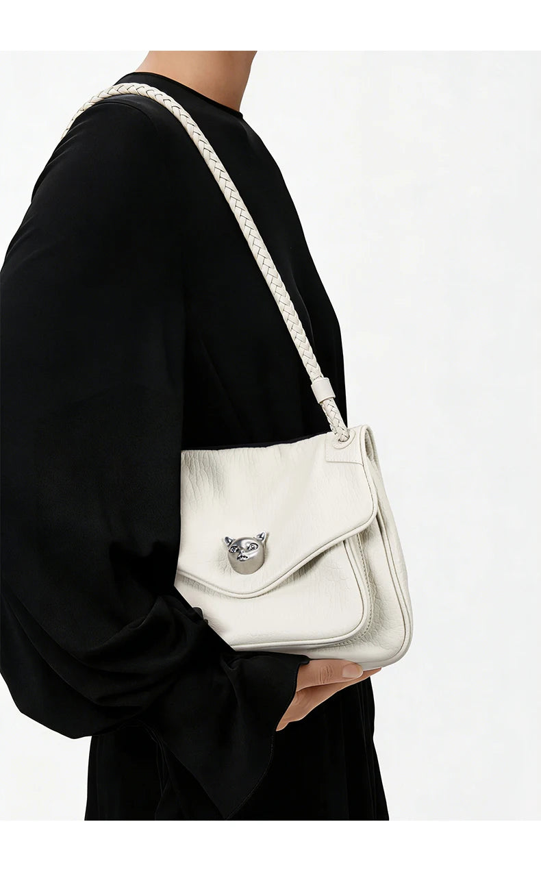 BAFELLI Chained Genuine Leather Satchel Bag