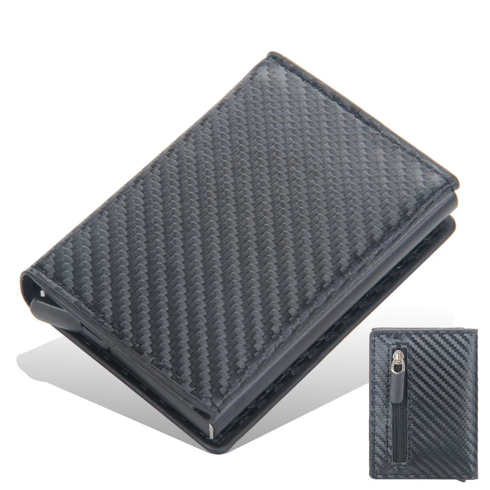 Magnetic RFID Blocking Credit Card Holder Men Wallets Anti Theft Aluminum Metal Pu Leather Small Pop Up Wallet Cardholder Case