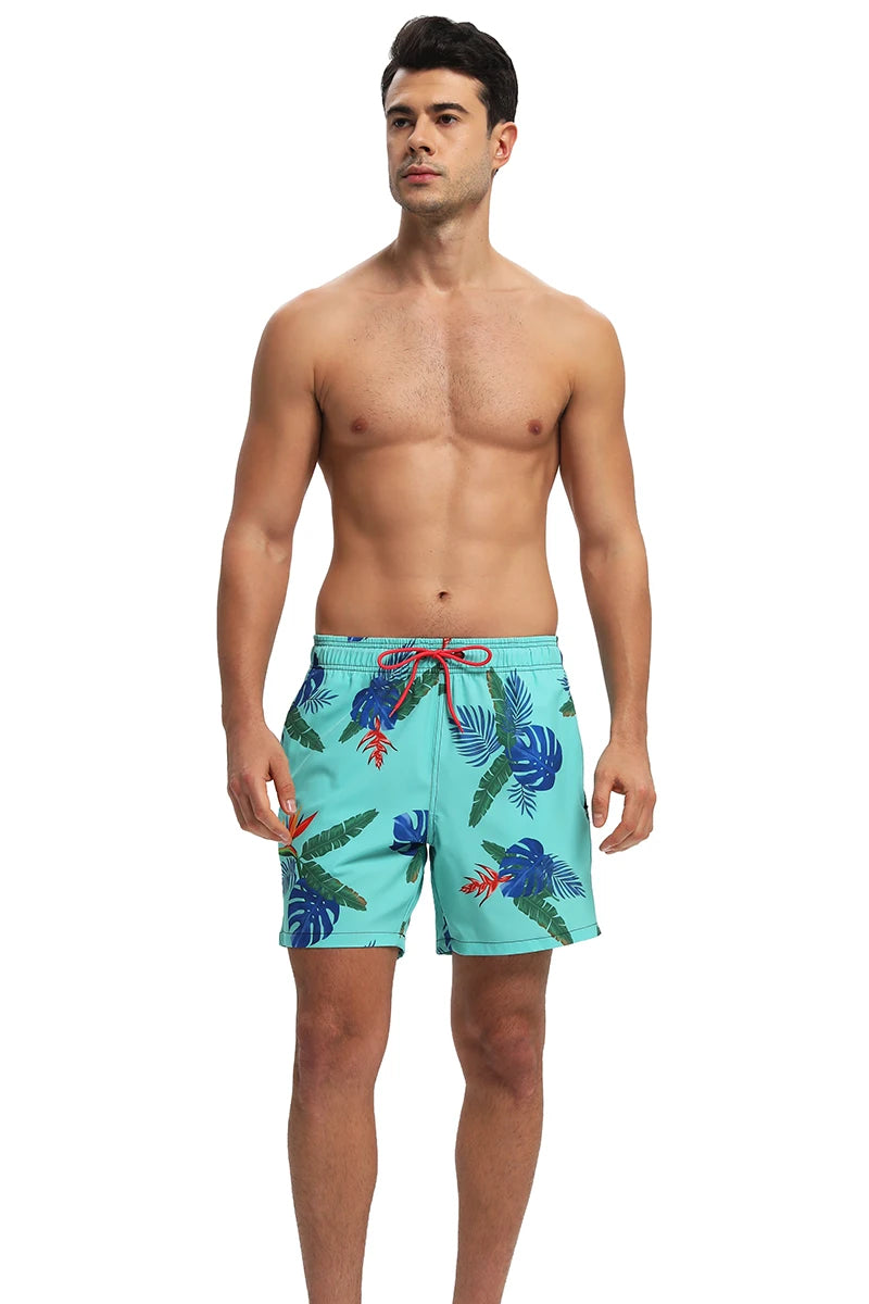 Men's summer boardshorts by ShopHub NZ featuring breathable polyester mesh, elastic waist, side pockets, ideal for beach and gym.