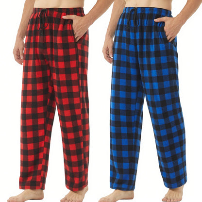 Cozy Comfort: Big & Tall Mens Pajama Pants - 2 Pack Fleece Plaid Loungewear