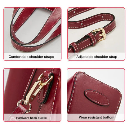 High Quality Women Split Leather Handbag Fashion Workplace Big Capacity Tote Bag Commuter Crossbody Shoulder Bags Mother's Gift
