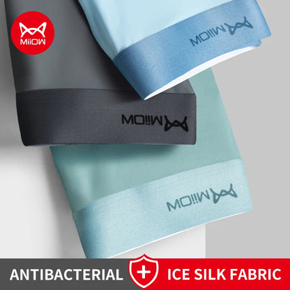 MiiOW Ice Silk Men's Boxershorts 3Pcs - Breathable Antibacterial Underwear - ShopHub