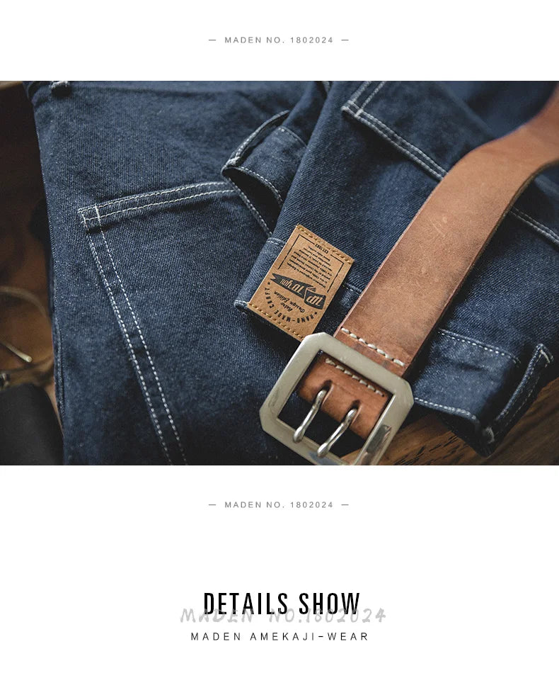 Maden Work Attire Retro Wide-leg Denim Jeans