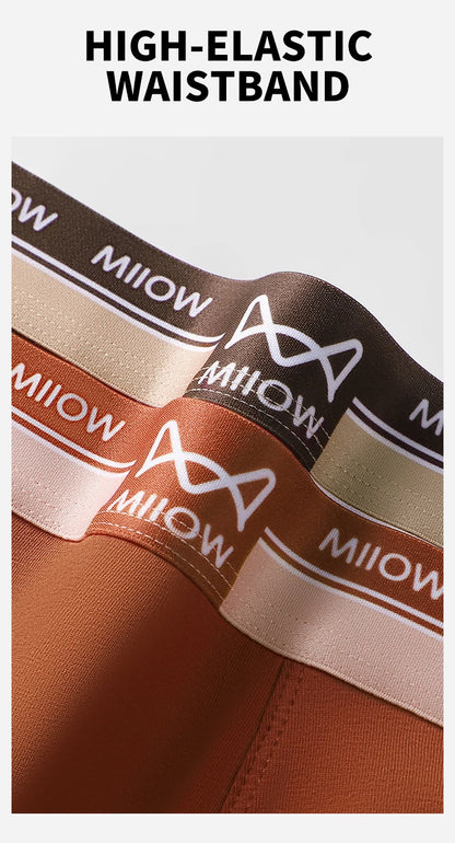 MiiOW 3Pcs Men's Cotton Boxer Shorts Antibacterial Breathable Underwear - ShopHub