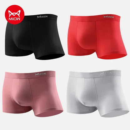 MiiOW 4Pcs Men's Breathable Cotton Underwear with Graphene Antibacterial Technology - Comfortable U Convex Bag Crotch Boxers - ShopHub