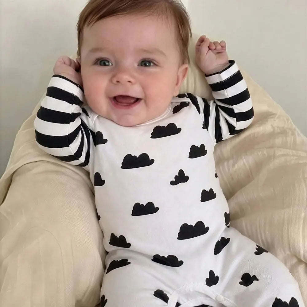 Kids Tales Stripe Parade Cotton-Blend Baby Romper