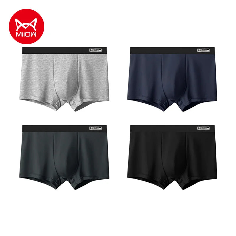 MiiOW Cotton Men's Boxer Shorts - 4Pcs Breathable Antibacterial Underwear for Men - ShopHub