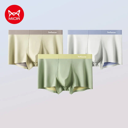 MiiOW 3Pcs Men's Breathable Underwear - Nylon Seamless Drying Antibacterial Boxers - ShopHub
