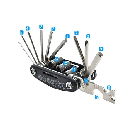 Folding Bike & Motorcycle Repair Tool Kit (16 in 1) Habicare