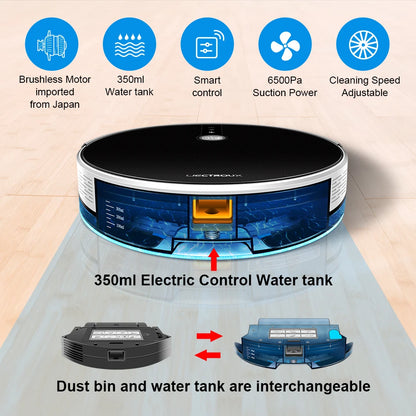 LIECTROUX LILIN C30B robot vacuum cleaner on a hardwood floor, showcasing its sleek design and cleaning brush.