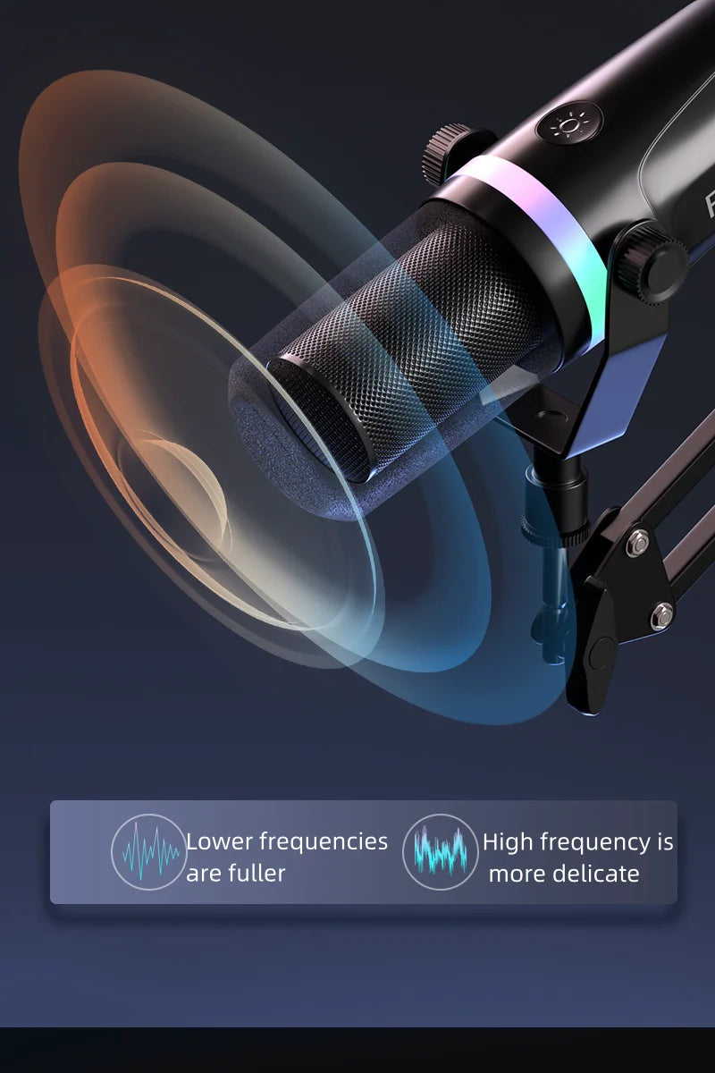 Bluedio S3000 Microphone - USB/XLR Dynamic Mic for Gaming, Streaming, and PS5/4 with Headphone Jack, RGB, and Mute Function - ShopHub