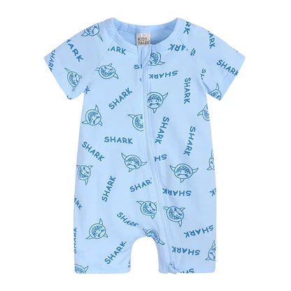 Kids Tales Summer Sprout Cotton-Stretch Double-Zip Romper