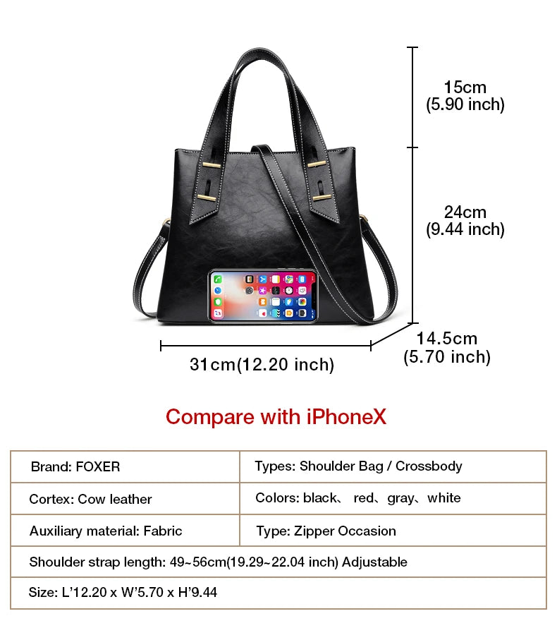 High Quality Women Split Leather Handbag Fashion Workplace Big Capacity Tote Bag Commuter Crossbody Shoulder Bags Mother's Gift