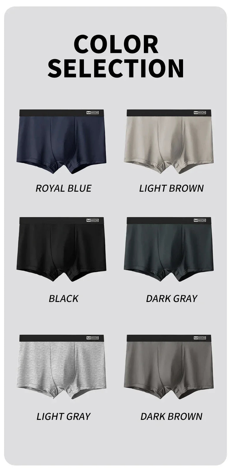 MiiOW Cotton Men's Boxer Shorts - 4Pcs Breathable Antibacterial Underwear for Men - ShopHub