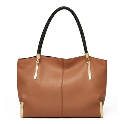 FOXER Genuine Leather Lady's Handbag Elegant Luxury Design Women Shoulder Bag Large Capacity Tote Bag Best Gift for Mom,Wife