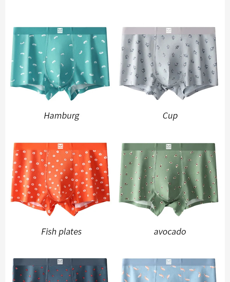 MiiOW Men's Underwear Set 3Pcs Antibacterial Funny Printed Boxers Briefs - ShopHub