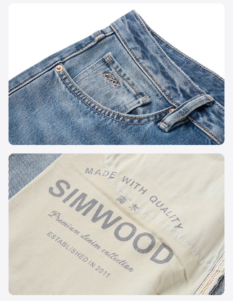 SIMWOOD Loose Relax 13.5oz Heavyweight Washed Vintage Jeans