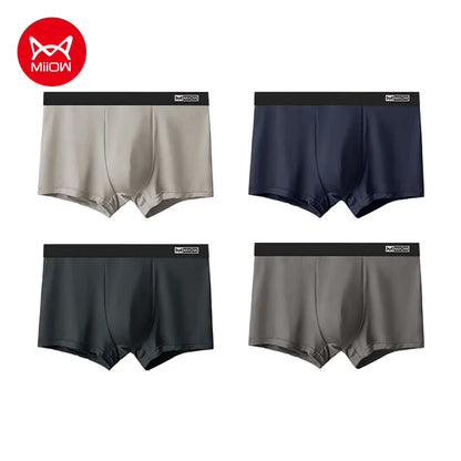 MiiOW Cotton Men's Boxer Shorts - 4Pcs Breathable Antibacterial Underwear for Men - ShopHub