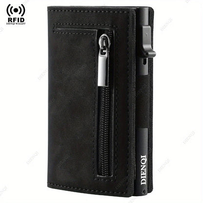 Anti-theft Credit Card Holder Men Wallets Rfid Blocking Aluminum Leather Pop Up Minimalist Wallet Cardholder Wallets for Men
