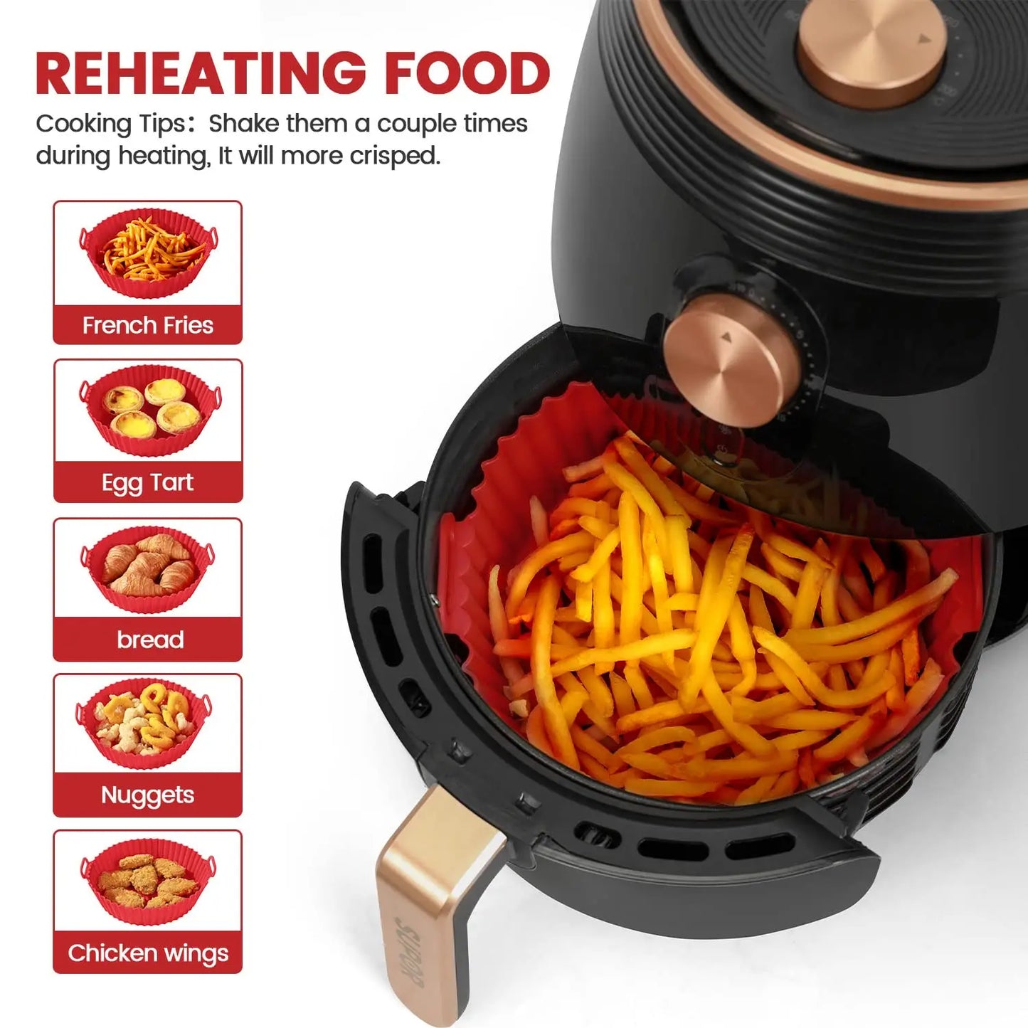 6PC Air Fryer Mats - 450°F Silicone Non-Stick Dual Texture - ShopHub