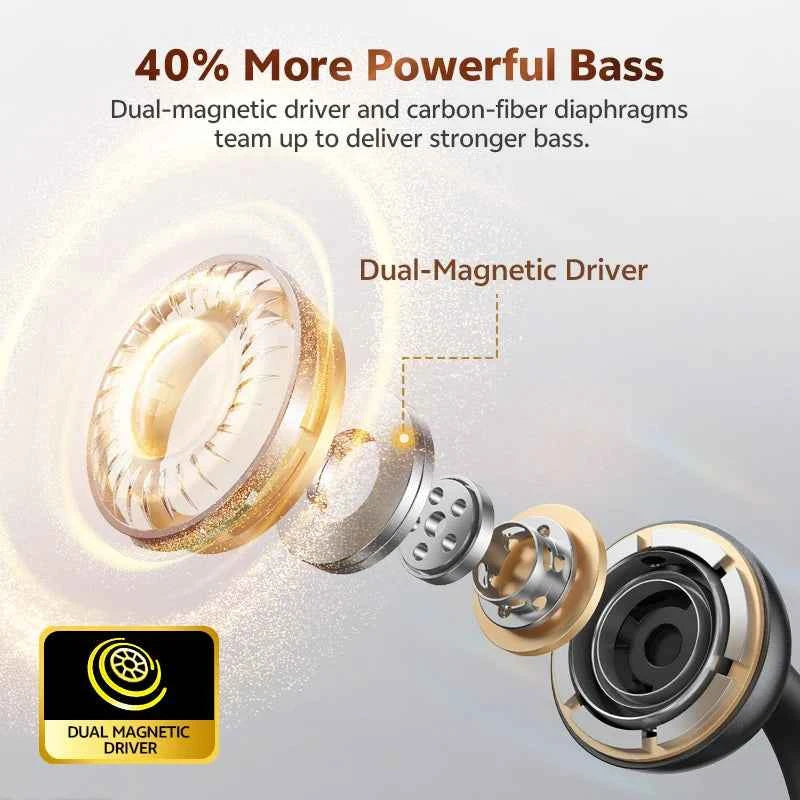 QCY CT06 Open Ear Wireless Earbuds with 4-Mic Calls and Bass Boost - Bluetooth 6.0 Clip-On Sports Headphones with 35 Hours Playtime