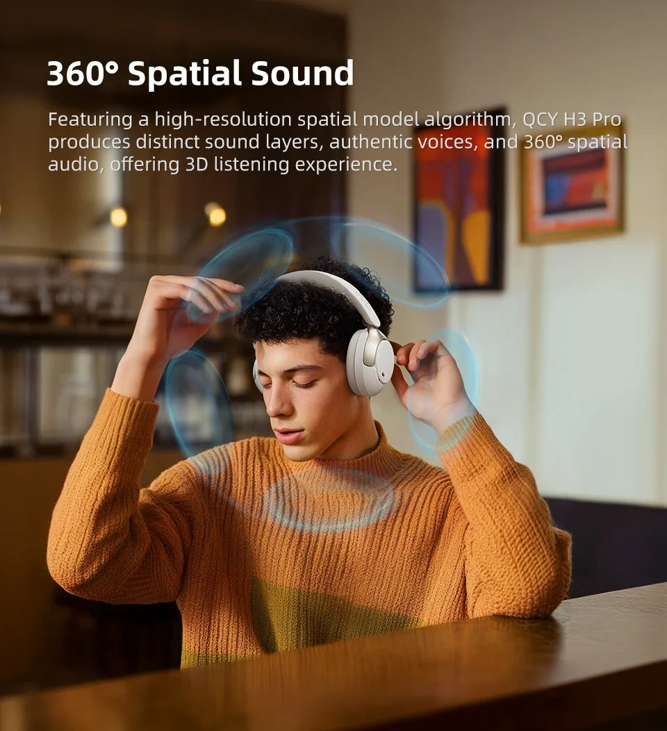 QCY H3 PRO ANC Bluetooth Headphones with 50dB Active Noise Cancelling and 55H Playtime - ShopHub