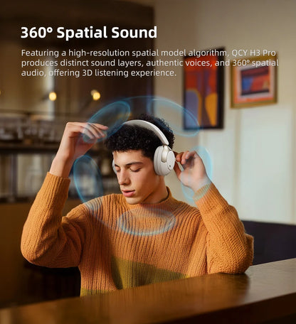 QCY H3 PRO ANC Bluetooth Headphones with 50dB Active Noise Cancelling and 55H Playtime - ShopHub
