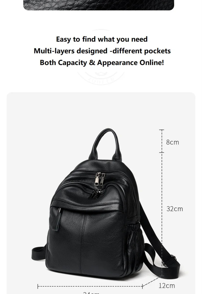 ZOOLER First Layer Genuine Leather Women Leather Backpack Black Travel Computer School Bags College Girl Hot#SC1728