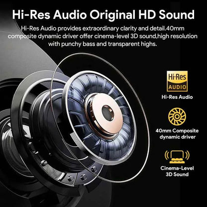 QCY H3 Wireless Headphones with Hybrid Active Noise Cancellation and 60Hrs Playtime, Hi-Res Audio, Bluetooth 5.4 Over Ear Design