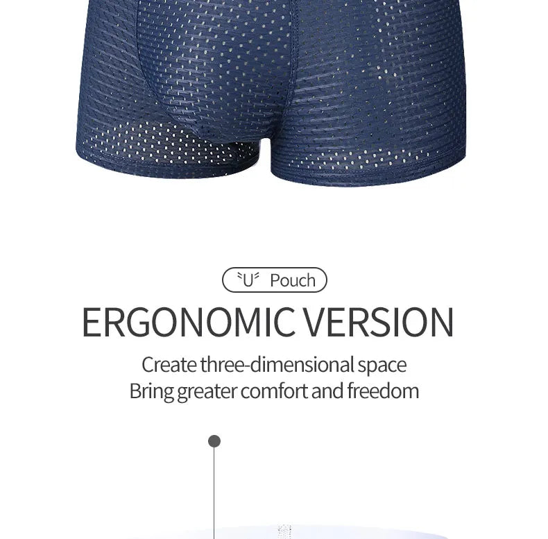 MiiOW Ice Silk Men Underwear - 3Pcs Sexy Mesh Breathable Boxer Shorts - ShopHub