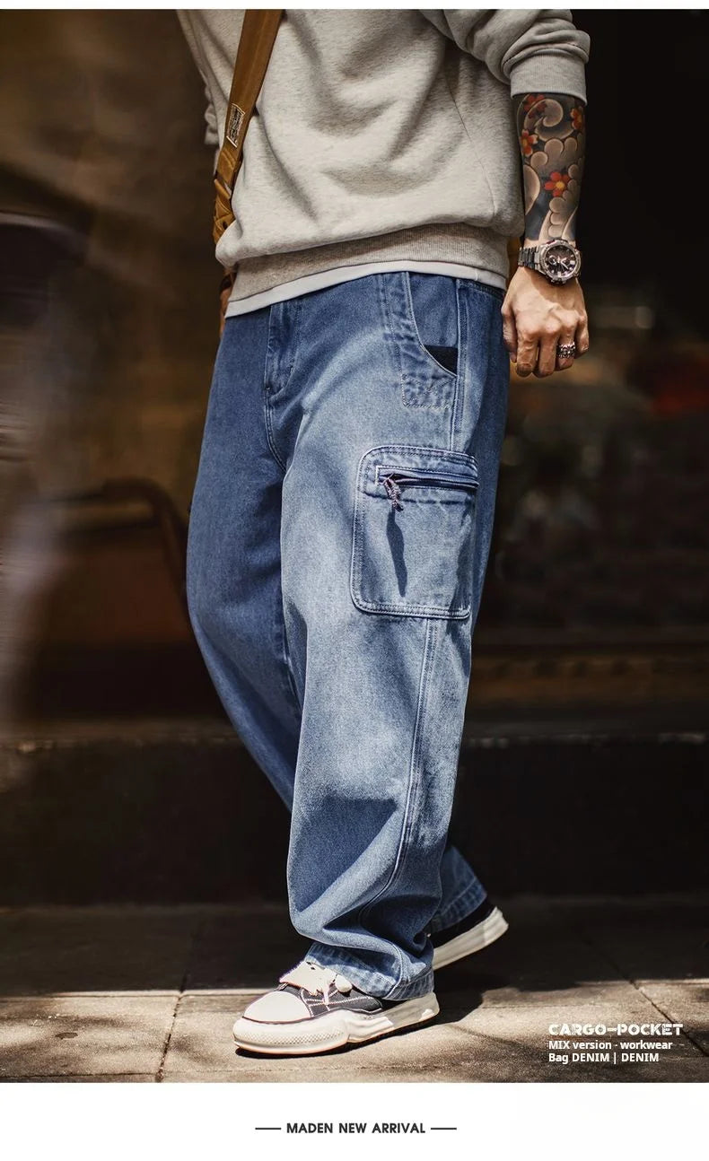 Maden Men's Vintage 10.5oz Washed Denim Jeans