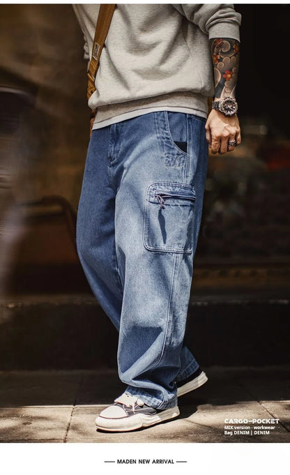 Maden Men's Vintage 10.5oz Washed Denim Jeans
