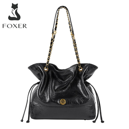 FOXER Luxury Genuine Leather Shoulder Bag